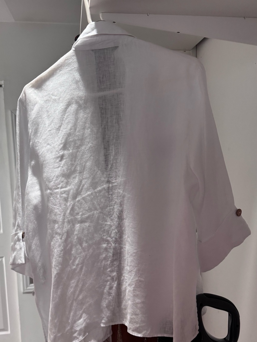 Zara White 100% Linen Shirt Jacket with Button Pockets and Sleeve Detail - Picture 4 of 4